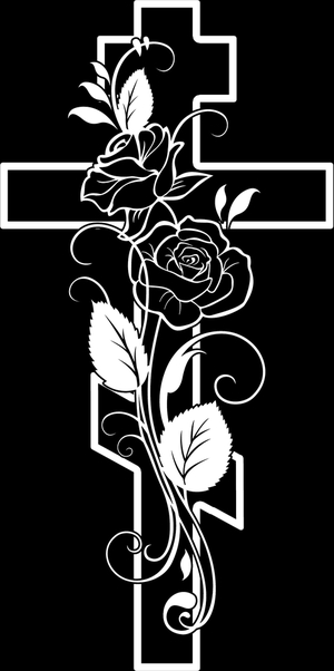 крест и розы - картинки для гравировки